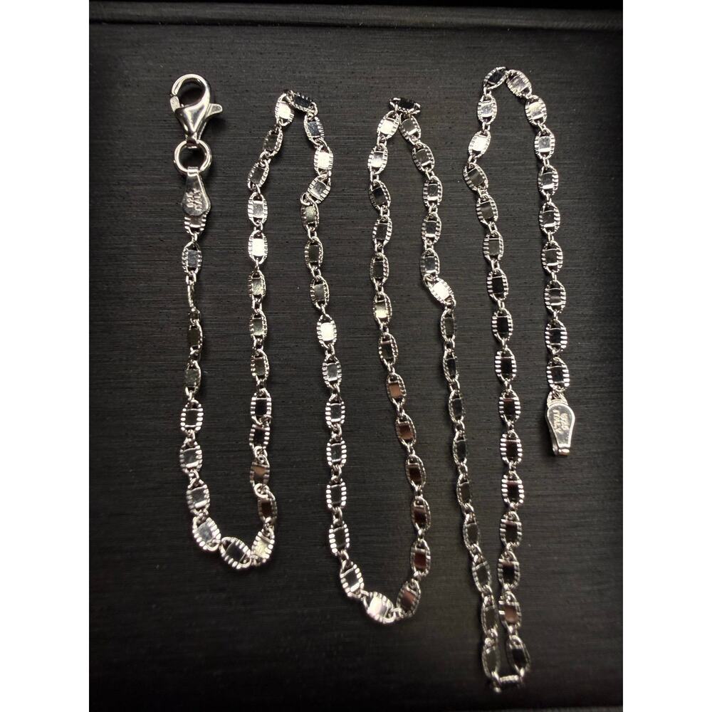Solid 925 Italian Sterling Silver Valentino Chain Necklace 18” Long 2.5mm Wide - Picture 7 of 7